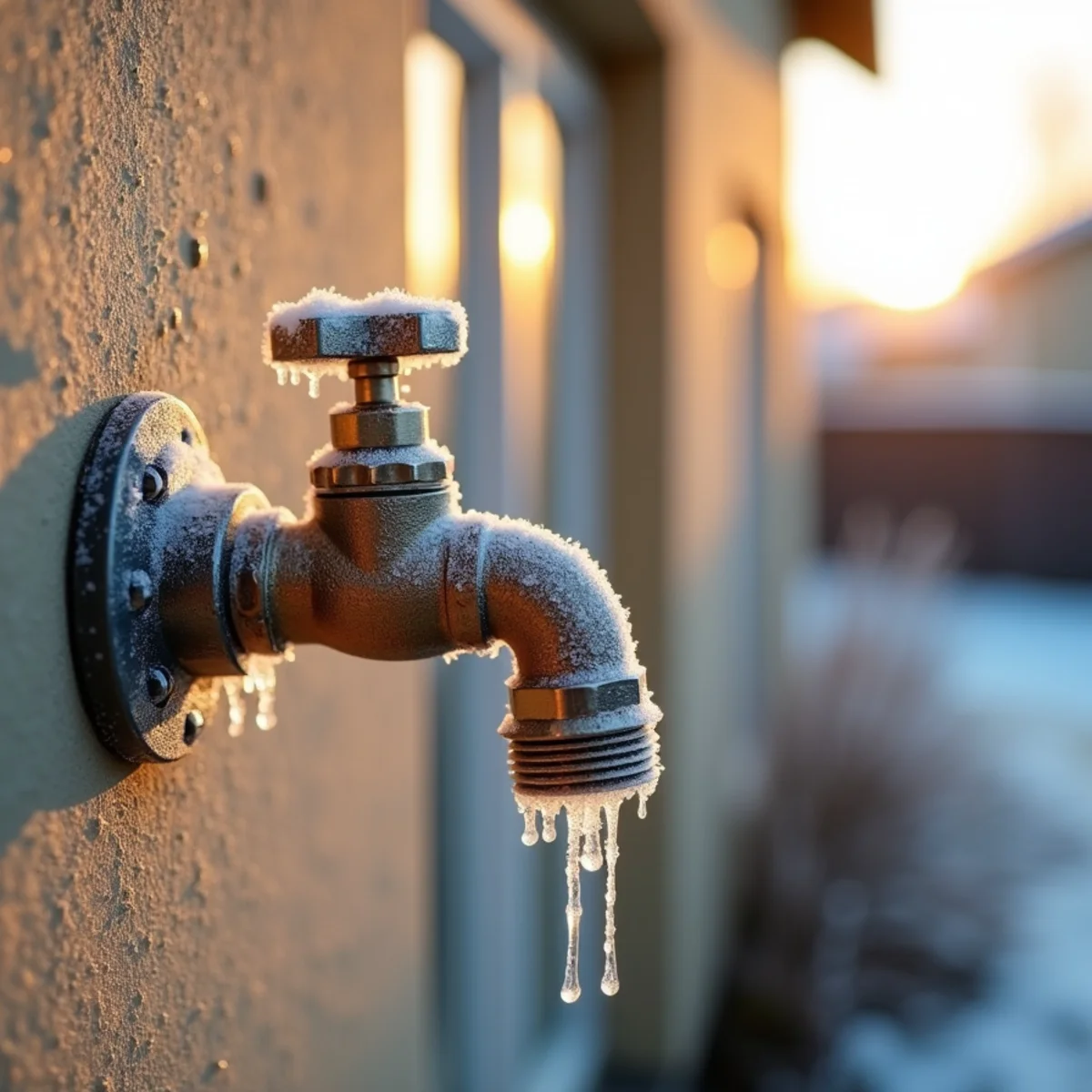 Frozen and burst water pipe in an East Rocklin garage during a winter cold snap