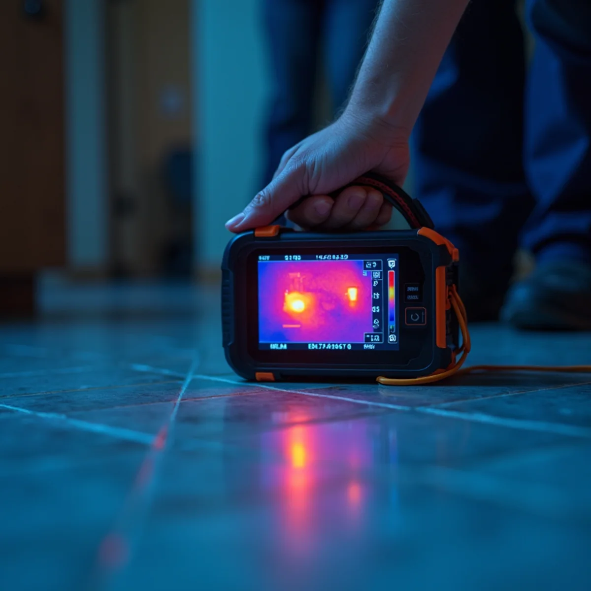 Homeowner feeling a warm spot on the floor from a hidden leak in a Rocklin, CA home