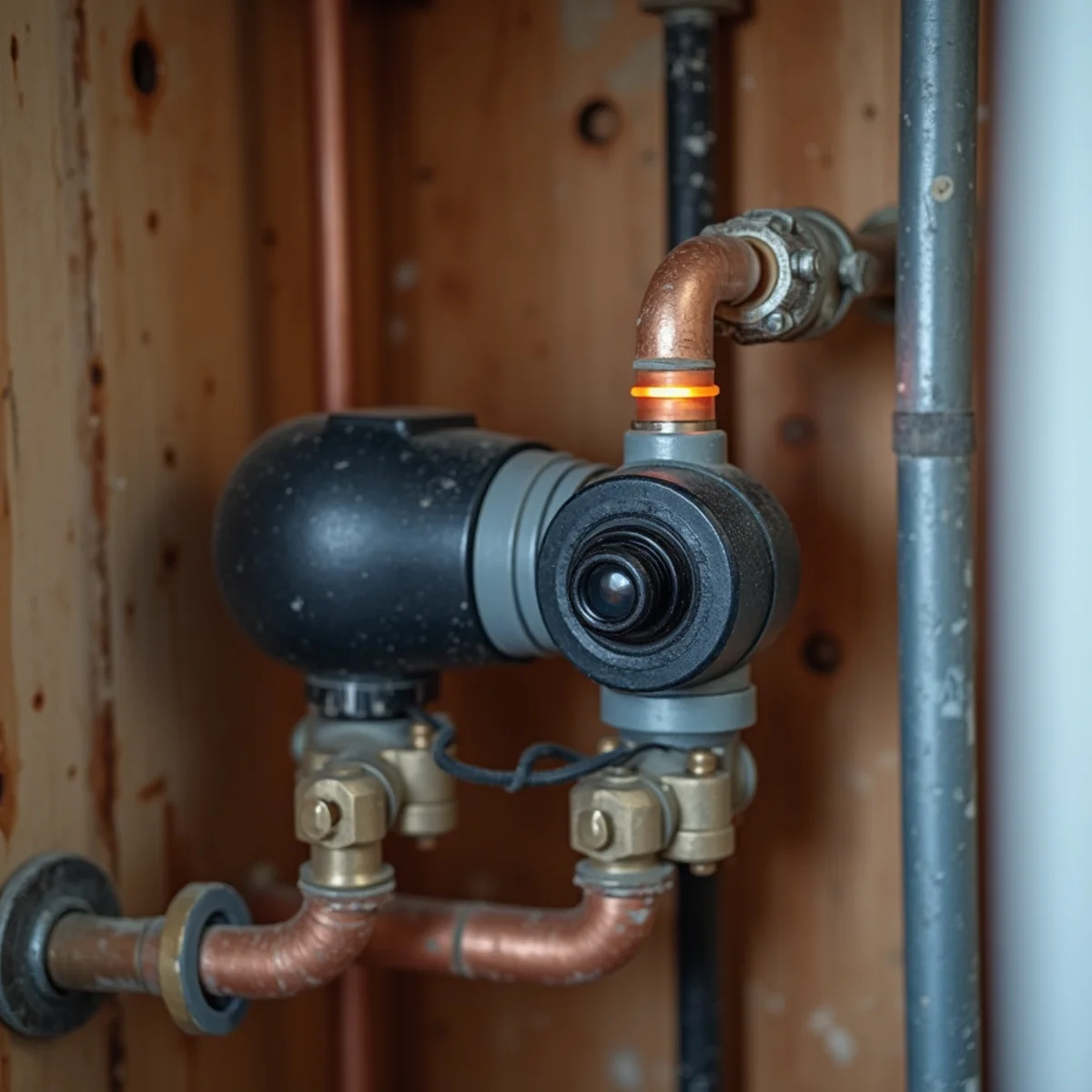 Smart water leak sensor and automatic shut-off valve installed on a home water line