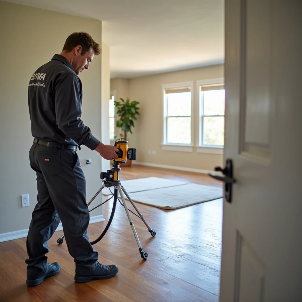 Technician locating a slab leak under the foundation of a Rocklin, CA home